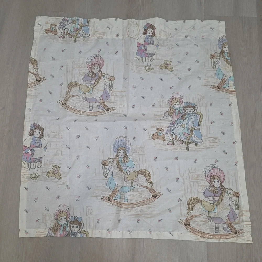 Vtg Jcpenney Victorian Doll Pattern Curtain Set / Pillowcase / Bed Skirt  Set